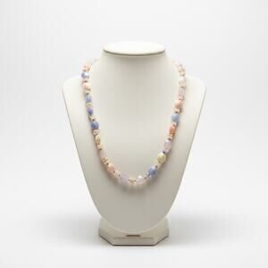 Pastel Beaded Necklace Pink Blue Gem Style Calming Boho Chic